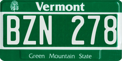 VT license plate BZN278