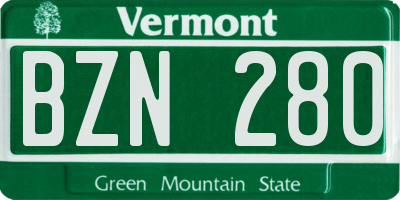 VT license plate BZN280