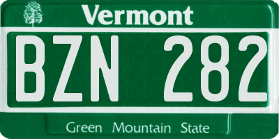 VT license plate BZN282