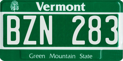 VT license plate BZN283