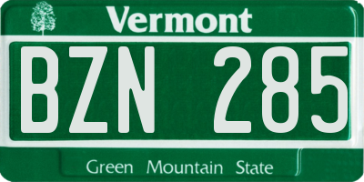 VT license plate BZN285