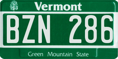 VT license plate BZN286