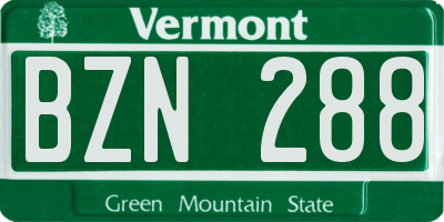 VT license plate BZN288