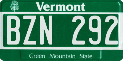 VT license plate BZN292