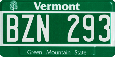 VT license plate BZN293