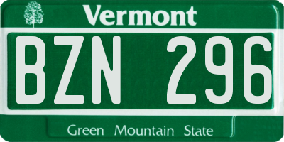 VT license plate BZN296