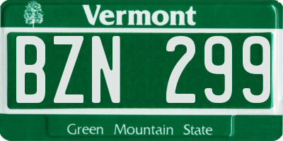 VT license plate BZN299