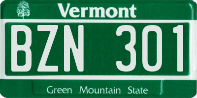 VT license plate BZN301