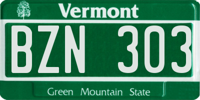 VT license plate BZN303