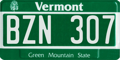 VT license plate BZN307