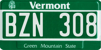 VT license plate BZN308