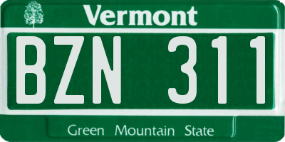 VT license plate BZN311