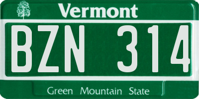 VT license plate BZN314