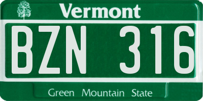 VT license plate BZN316