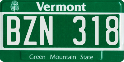 VT license plate BZN318