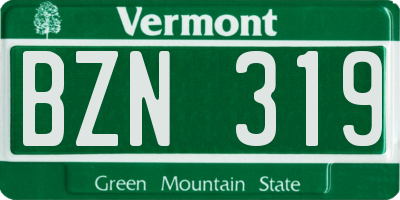 VT license plate BZN319