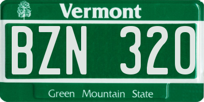 VT license plate BZN320