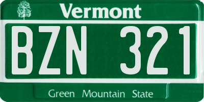 VT license plate BZN321