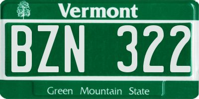 VT license plate BZN322