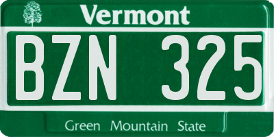 VT license plate BZN325