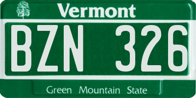 VT license plate BZN326