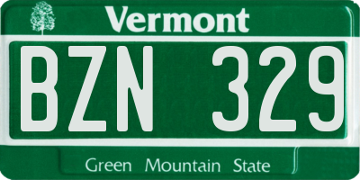 VT license plate BZN329