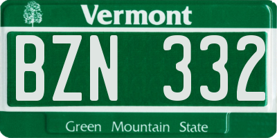 VT license plate BZN332