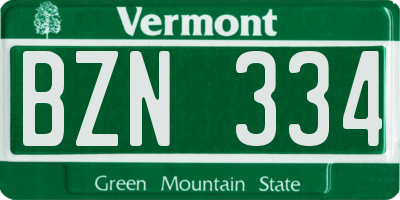VT license plate BZN334