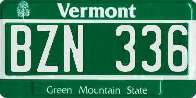 VT license plate BZN336