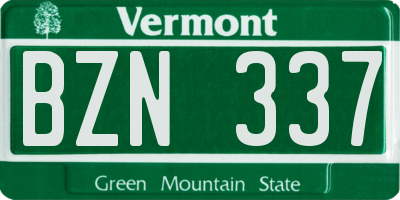 VT license plate BZN337