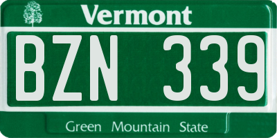 VT license plate BZN339