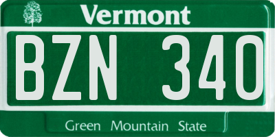 VT license plate BZN340