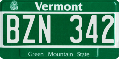VT license plate BZN342
