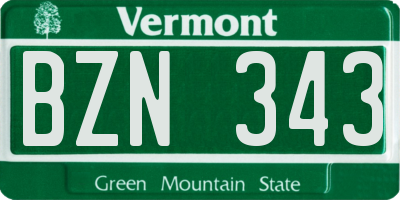 VT license plate BZN343