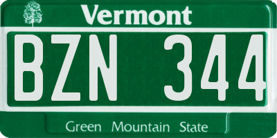 VT license plate BZN344