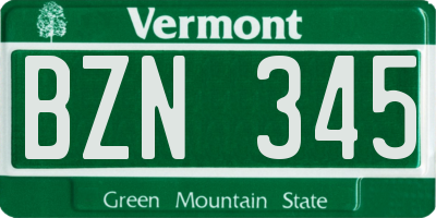 VT license plate BZN345