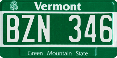 VT license plate BZN346
