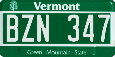 VT license plate BZN347