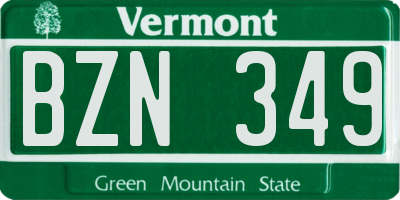 VT license plate BZN349