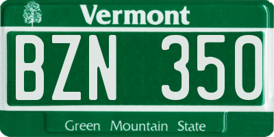 VT license plate BZN350