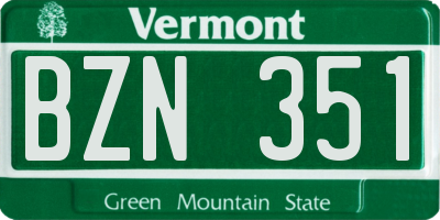 VT license plate BZN351