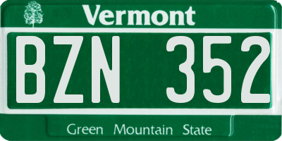 VT license plate BZN352