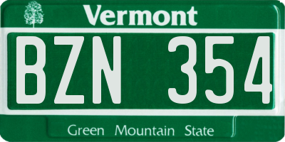 VT license plate BZN354