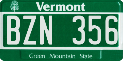 VT license plate BZN356