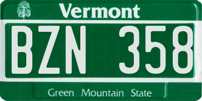 VT license plate BZN358