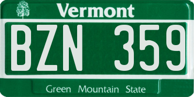 VT license plate BZN359
