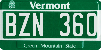 VT license plate BZN360