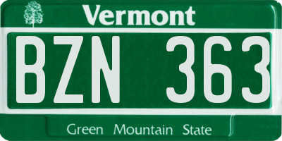 VT license plate BZN363