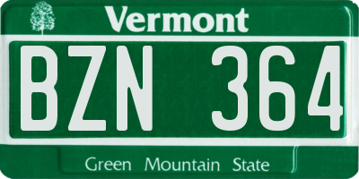 VT license plate BZN364