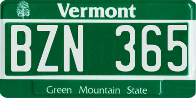 VT license plate BZN365